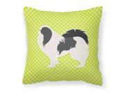 Japanese Chin Checkerboard Green Fabric Decorative Pillow BB3837PW1414