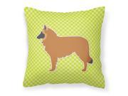 Belgian Shepherd Checkerboard Green Fabric Decorative Pillow BB3861PW1818