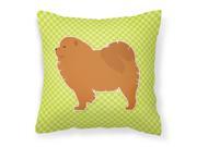 Chow Chow Checkerboard Green Fabric Decorative Pillow BB3851PW1414