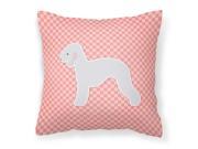 Bedlington Terrier Checkerboard Pink Fabric Decorative Pillow BB3594PW1414