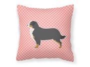 Bernese Mountain Dog Checkerboard Pink Fabric Decorative Pillow BB3619PW1818