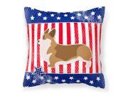 USA Patriotic Corgi Fabric Decorative Pillow BB3320PW1414
