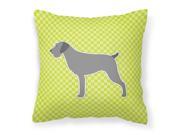 German Wirehaired Pointer Checkerboard Green Fabric Decorative Pillow BB3811PW1818