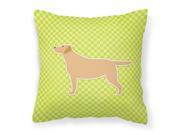 Yellow Labrador Retriever Checkerboard Green Fabric Decorative Pillow BB3797PW1414