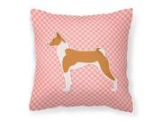 Basenji Checkerboard Pink Fabric Decorative Pillow BB3674PW1818