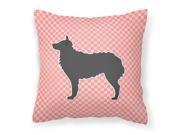 Croatian Sheepdog Checkerboard Pink Fabric Decorative Pillow BB3621PW1818