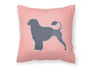 Portuguese Water Dog Checkerboard Pink Fabric Decorative Pillow BB3668PW1414