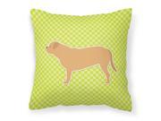 Dogue de Bordeaux Checkerboard Green Fabric Decorative Pillow BB3870PW1818