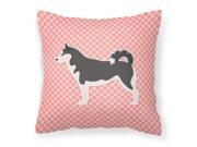 Siberian Husky Checkerboard Pink Fabric Decorative Pillow BB3680PW1414
