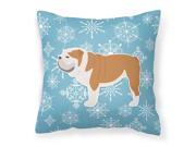 Winter Snowflake English Bulldog Fabric Decorative Pillow BB3562PW1414