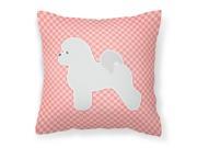 Bichon Frise Checkerboard Pink Fabric Decorative Pillow BB3645PW1818