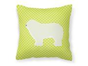 Komondor Checkerboard Green Fabric Decorative Pillow BB3855PW1414