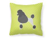 Poodle Checkerboard Green Fabric Decorative Pillow BB3839PW1414