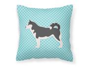 Siberian Husky Checkerboard Blue Fabric Decorative Pillow BB3780PW1818