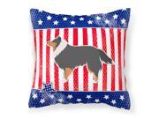 USA Patriotic Sheltie Shetland Sheepdog Fabric Decorative Pillow BB3330PW1414