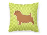 Norfolk Terrier Checkerboard Green Fabric Decorative Pillow BB3809PW1818