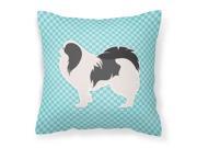 Japanese Chin Checkerboard Blue Fabric Decorative Pillow BB3737PW1414