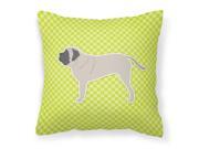 English Mastiff Checkerboard Green Fabric Decorative Pillow BB3856PW1818