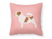 Jack Russell Terrier Checkerboard Pink Fabric Decorative Pillow BB3607PW1414
