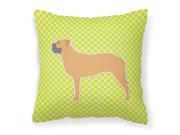 Bullmastiff Checkerboard Green Fabric Decorative Pillow BB3871PW1414