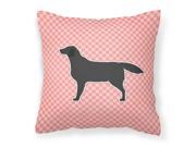 Black Labrador Retriever Checkerboard Pink Fabric Decorative Pillow BB3608PW1414
