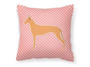 Pharaoh Hound Checkerboard Pink Fabric Decorative Pillow BB3588PW1818