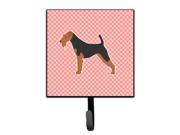 Airedale Terrier Checkerboard Pink Leash or Key Holder BB3657SH4