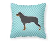 Rottweiler Checkerboard Blue Fabric Decorative Pillow BB3766PW1818