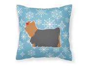 Winter Snowflake Yorkshire Terrier Yorkie Fabric Decorative Pillow BB3534PW1414