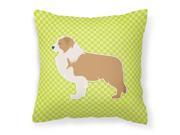 Red Border Collie Checkerboard Green Fabric Decorative Pillow BB3822PW1818