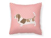 Basset Hound Checkerboard Pink Fabric Decorative Pillow BB3602PW1818