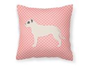 Dogo Argentino Checkerboard Pink Fabric Decorative Pillow BB3667PW1414