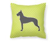 Great Dane Checkerboard Green Fabric Decorative Pillow BB3875PW1414