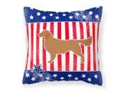 USA Patriotic Golden Retriever Fabric Decorative Pillow BB3304PW1818