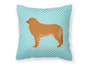 Leonberger Checkerboard Blue Fabric Decorative Pillow BB3758PW1818