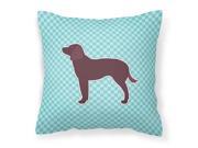 American Water Spaniel Checkerboard Blue Fabric Decorative Pillow BB3701PW1818