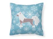 Winter Snowflake Chinese Crested Fabric Decorative Pillow BB3543PW1414