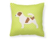 Jack Russell Terrier Checkerboard Green Fabric Decorative Pillow BB3807PW1414