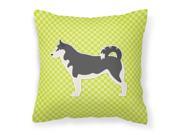 Siberian Husky Checkerboard Green Fabric Decorative Pillow BB3880PW1818