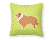 Collie Checkerboard Green Fabric Decorative Pillow BB3816PW1818