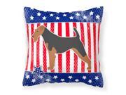 USA Patriotic Welsh Terrier Fabric Decorative Pillow BB3285PW1818