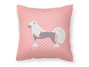 Chinese Crested Checkerboard Pink Fabric Decorative Pillow BB3643PW1818