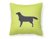 Black Labrador Retriever Checkerboard Green Fabric Decorative Pillow BB3808PW1818