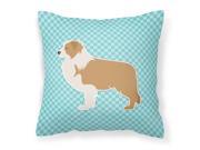 Red Border Collie Checkerboard Blue Fabric Decorative Pillow BB3722PW1818