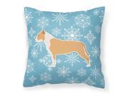 Winter Snowflake Staffordshire Bull Terrier Fabric Decorative Pillow BB3554PW1414