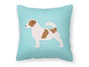 Jack Russell Terrier Checkerboard Blue Fabric Decorative Pillow BB3707PW1818