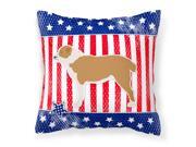 USA Patriotic Central Asian Shepherd Dog Fabric Decorative Pillow BB3328PW1818