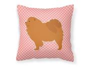 Chow Chow Checkerboard Pink Fabric Decorative Pillow BB3651PW1818
