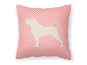 Anatolian Shepherd Checkerboard Pink Fabric Decorative Pillow BB3677PW1414