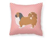 Pekingese Checkerboard Pink Fabric Decorative Pillow BB3638PW1818